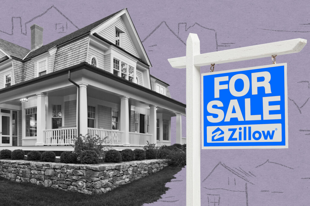 Zillow sign in front of home for sale