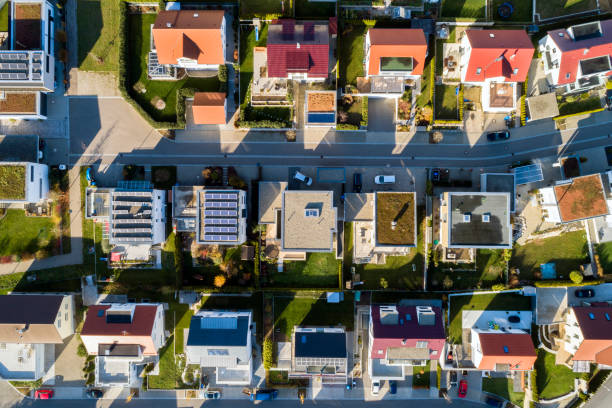 Residential neighborhood, aerial view